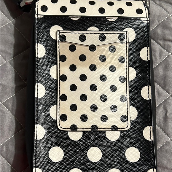 Kate Spade Black and White Polka Dot Crossbody Bag/cell phone bag. Adjust strap. - Picture 5 of 14